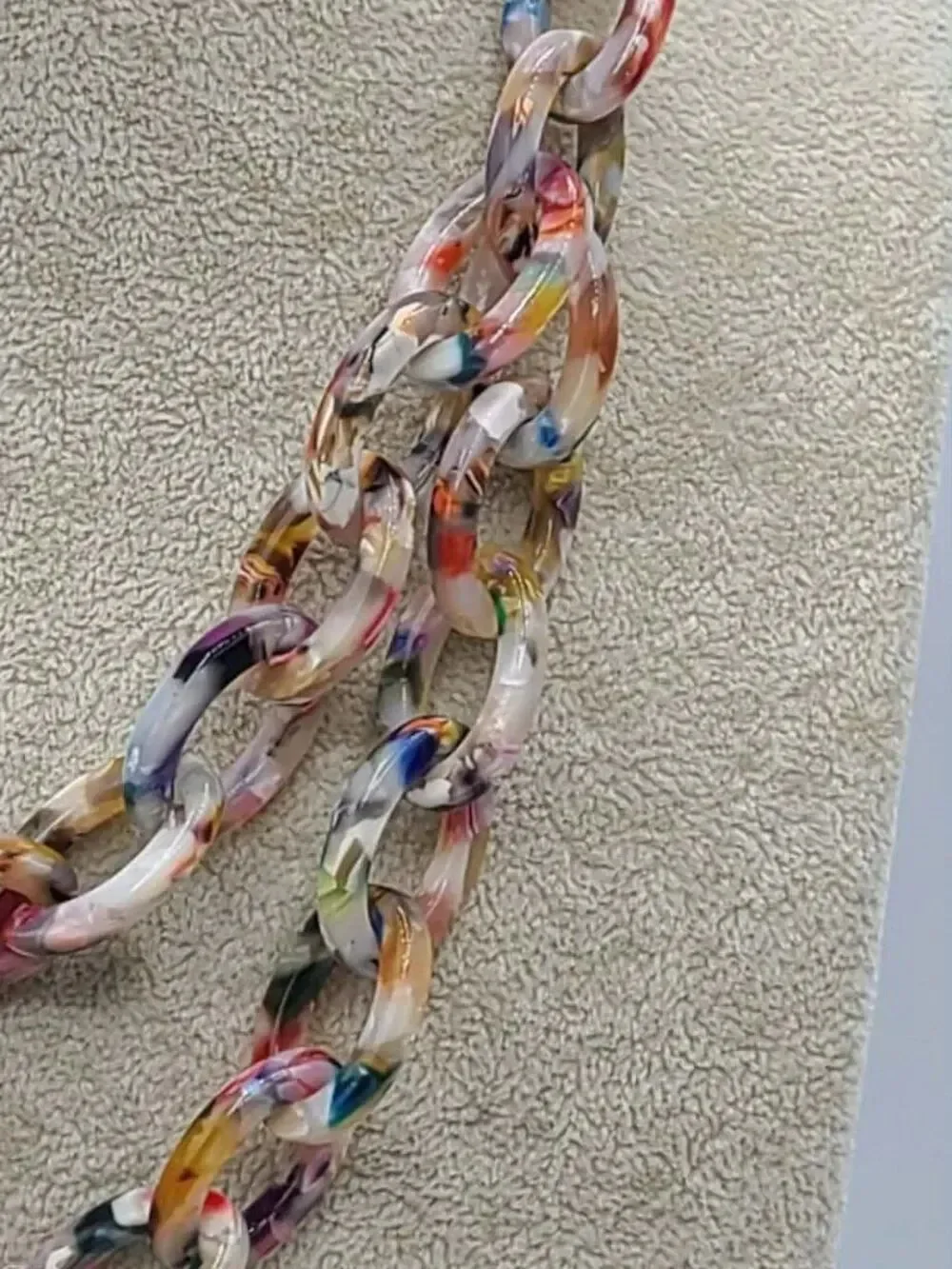 J Crew Multi Color Resin Double Strand Gold Tone Necklace